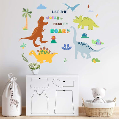 Amimagen Dinosaur Wall Stickers, 2-Pack Self-Adhesive PVC Decals for Nursery