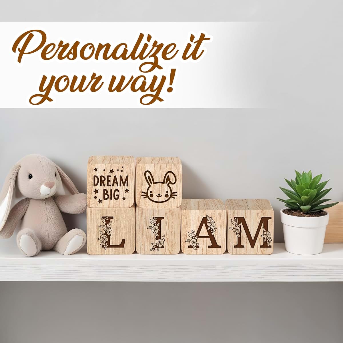 Custom Empire Shop Personalized Wooden Name Blocks For Nursery Decor (photo 2)