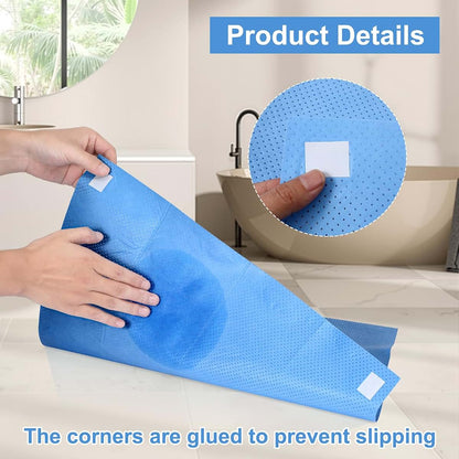 30 Pack Disposable Toilet Mats U-Shaped Non-Slip Blue