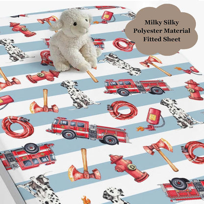 Wicbfdfv Cute Firetrucks Dogs Fitted Baby Crib Sheet for Boys Girls 52x28Inch Red Truck Dog Fitted Crib Mattress Cover