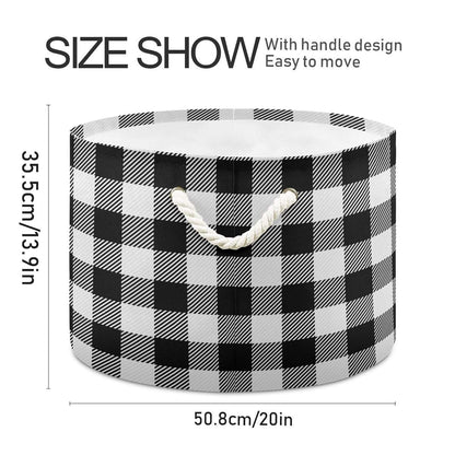 Kigai White Black Buffalo Plaid Cotton Rope Storage Basket