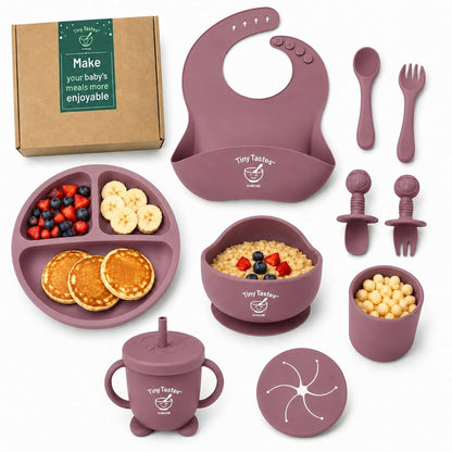 Tiny Tastes 10-Piece Silicone Baby Feeding Set with Suction Plate and Bowl
