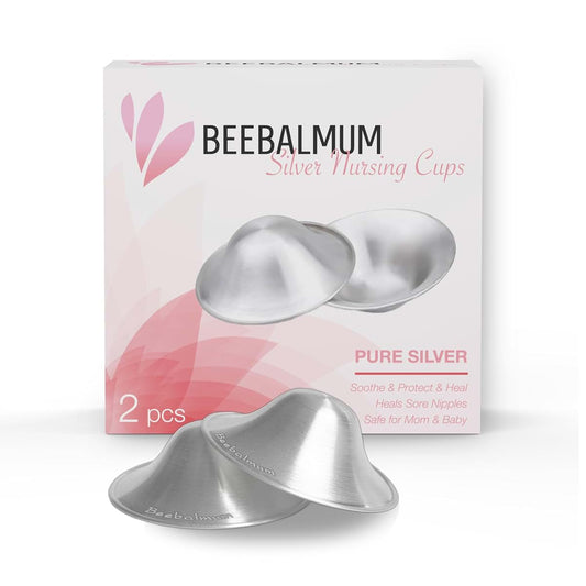 BeebalMum - The Original Silver Nursing Cups, Nipple Shields for Breastfeeding Newborns, Protect & Soothe Nursing