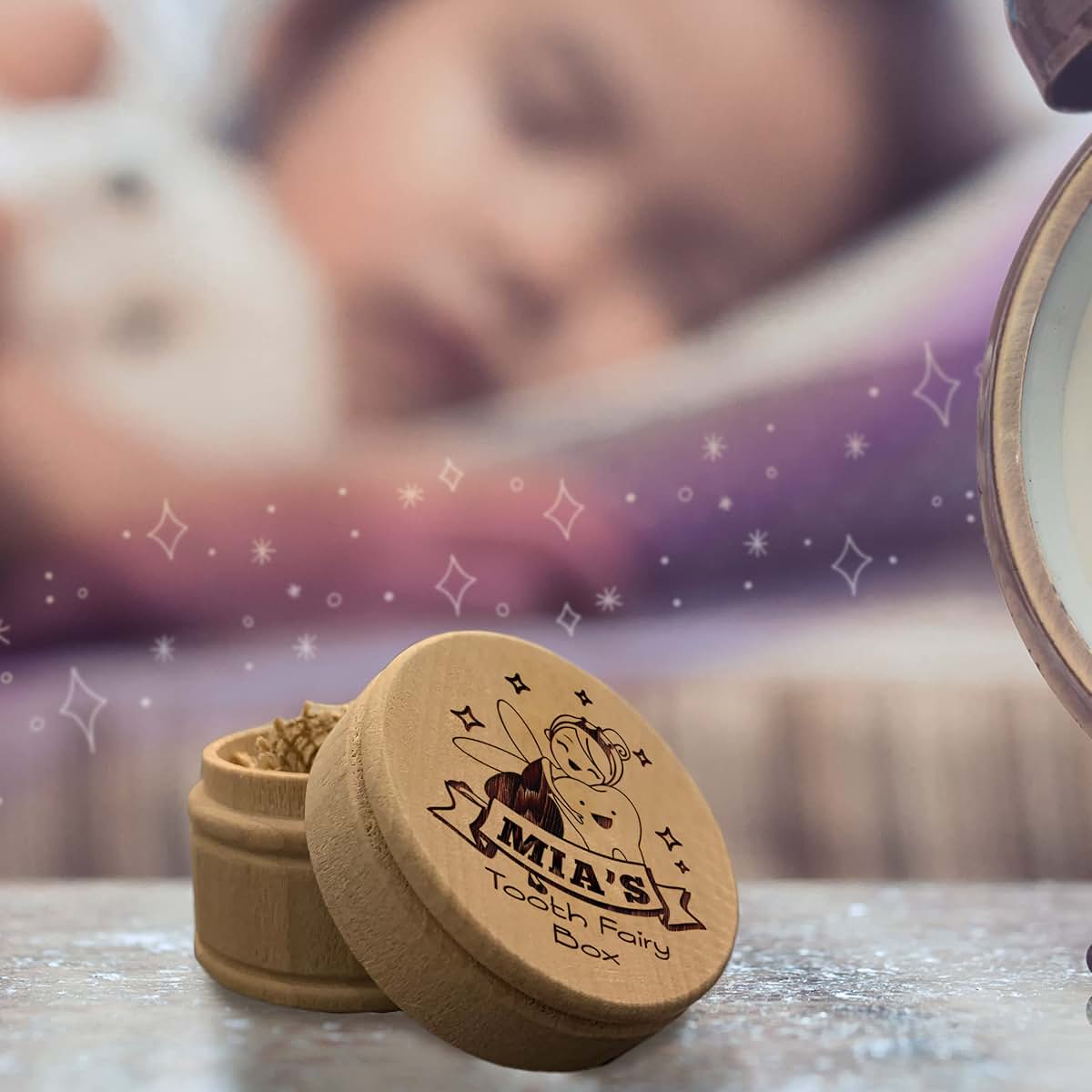 My Personal Memories Custom Personalized Wood Tooth Fairy Keepsake Box Holder for Boy or Girl - Monogrammed and Engraved (photo 4)