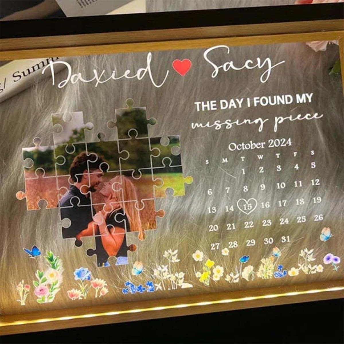 CraffBase The Day I Found My Missing Piece Light Frame Custom Family Photo Frame Light Box LED Picture Frame Gifts for
