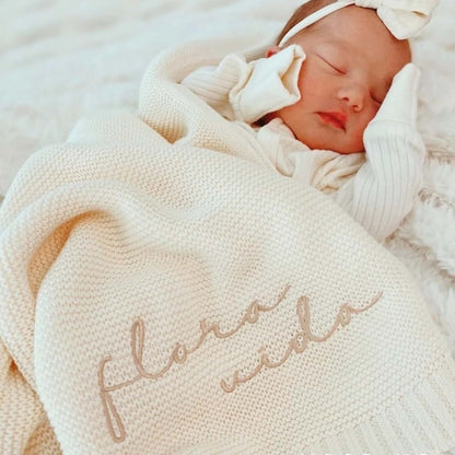 Lavrebu 100x80cm Custom Embroidered Name Baby Blanket Baby Shower Stroller Blanket Newborn Baby Gift Personalized Soft