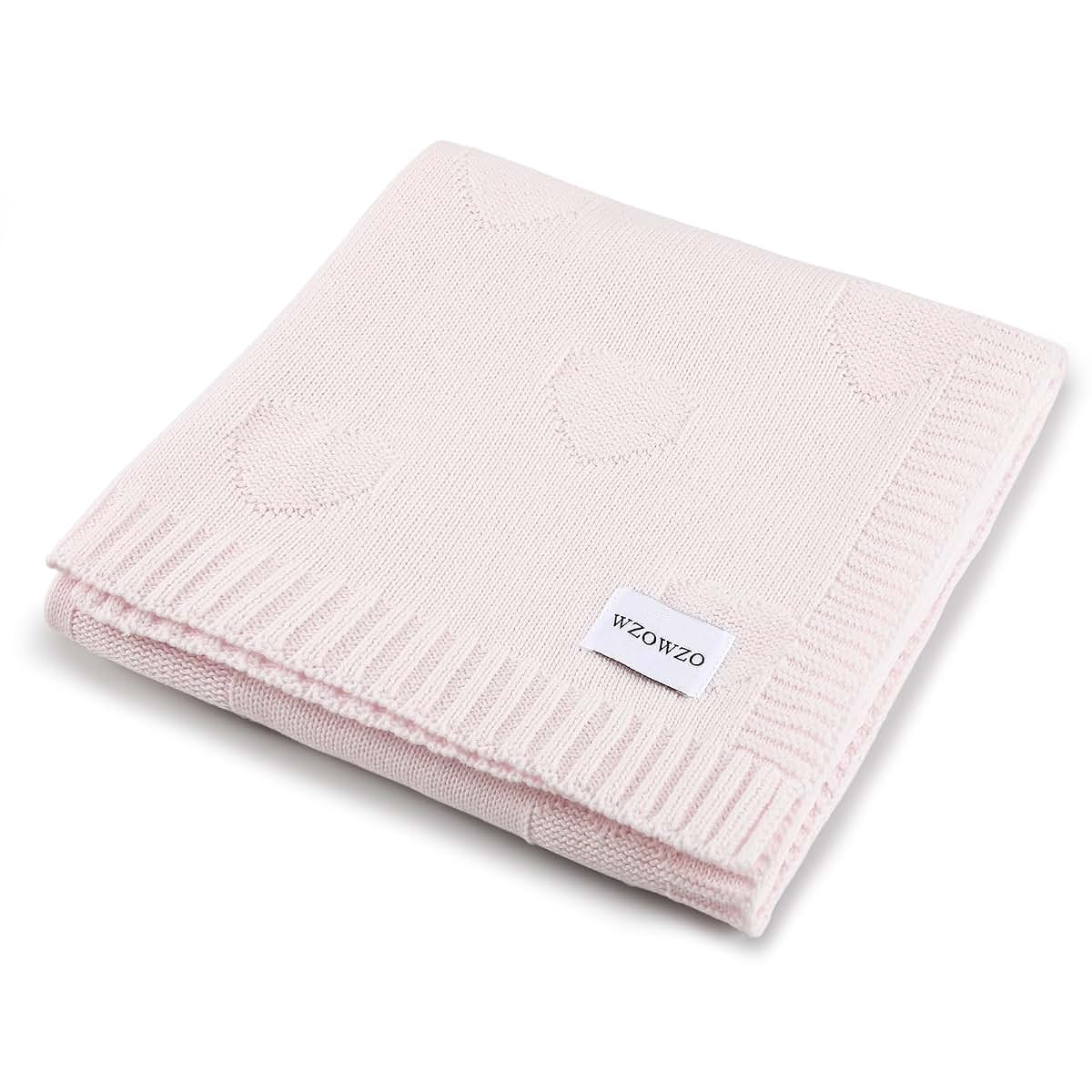 Knitted Star Jacquard Baby Blanket with Fleece Backing for Newborns and Toddlers