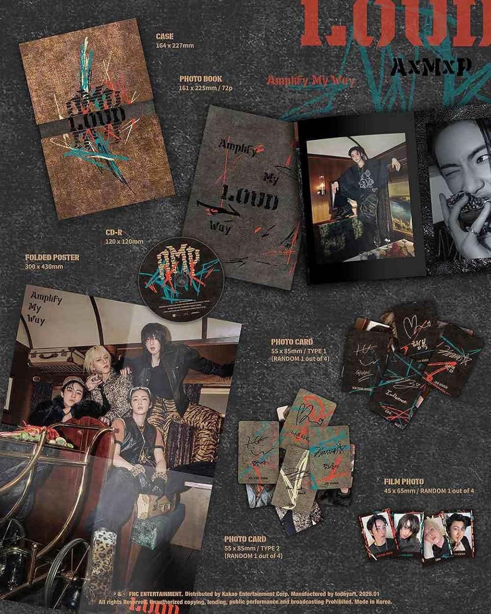 AxMxP Amplify My Way 1st Mini Album [LOUD Ver.] Photobook + CD + 2 Photocards + Film Photo + Folded Poster