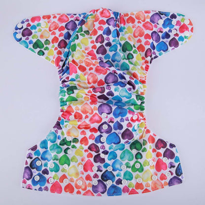 BabyOneStop Junior Big Cloth Pocket Diaper, Reusable Washable Nappy In Hearts