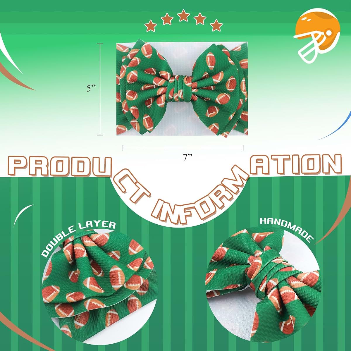 BabyOneStop YanJie Football Pattern Baby Headband With Waffle Fabric Bow