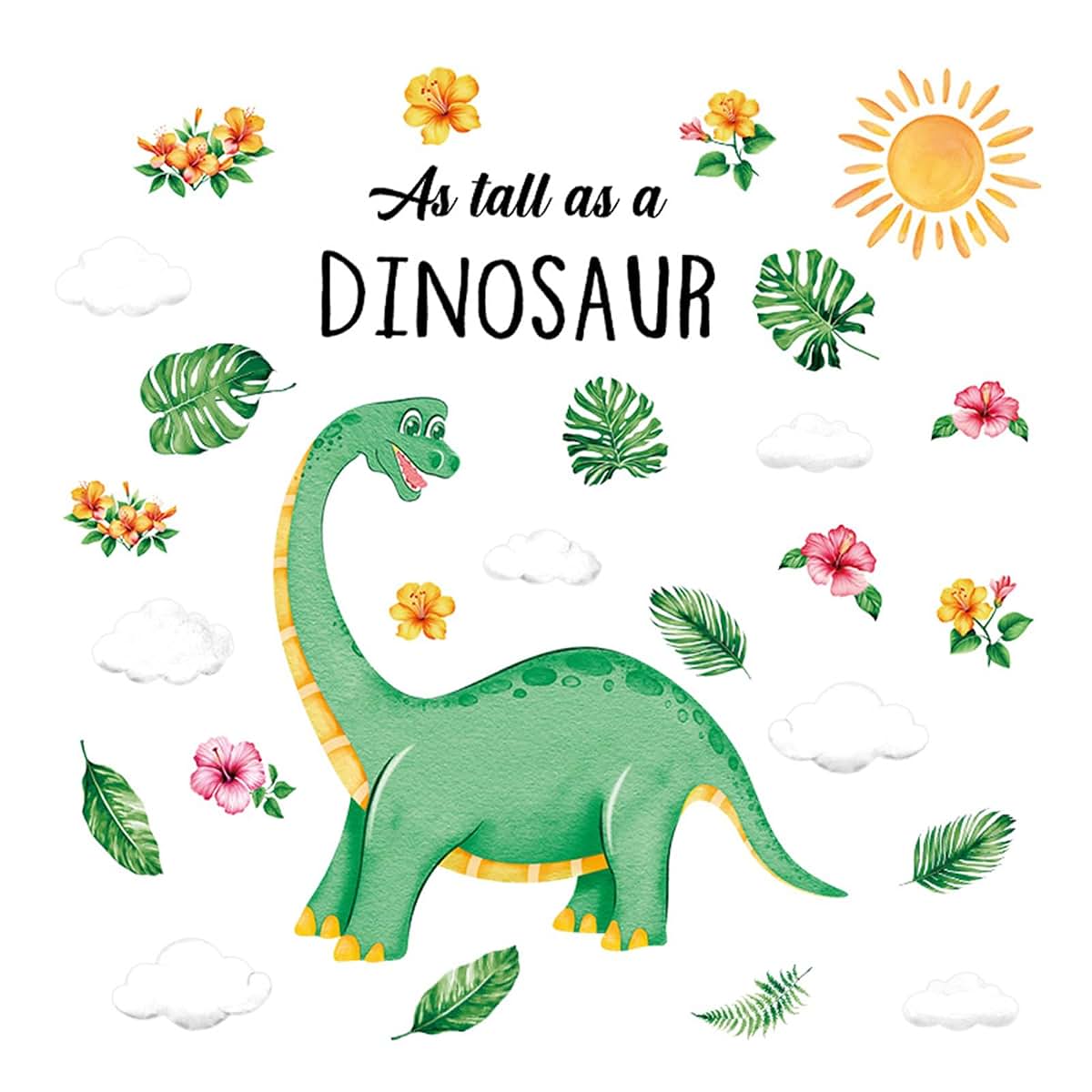 BabyOneStop Watercolor Dinosaur Wall Decals, 2-Panel 35.4x23.6 Inch Removable Jungle Mural for Nursery and Kids Bedroom
