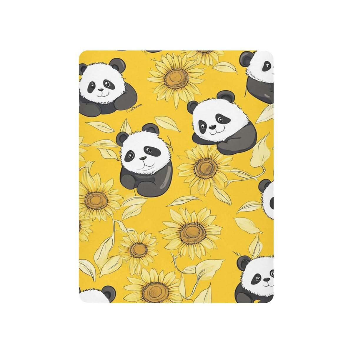 Yellow Panda & Sunflower Patterned Fitted Sheet for Standard Crib and Toddler Mattress