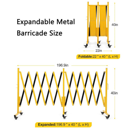 Towallmark Expandable Metal Barricade, 16FT Folding Security Gate with Wheels, Retractable Driveway Gate, Flexible (photo 2)