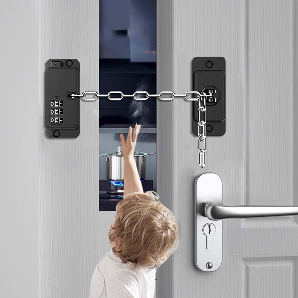 KIZZHISI Child Proof Door Lock 2 Pack, No Drilling