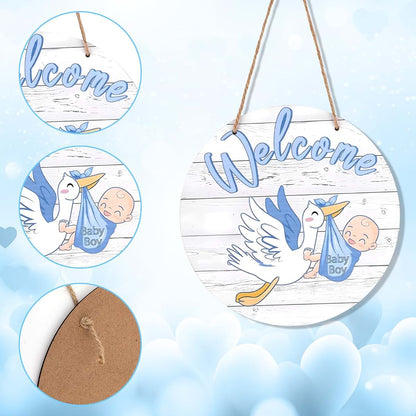 Baby Welcome Wreath Sign | Artificial Wood Nursery Decor