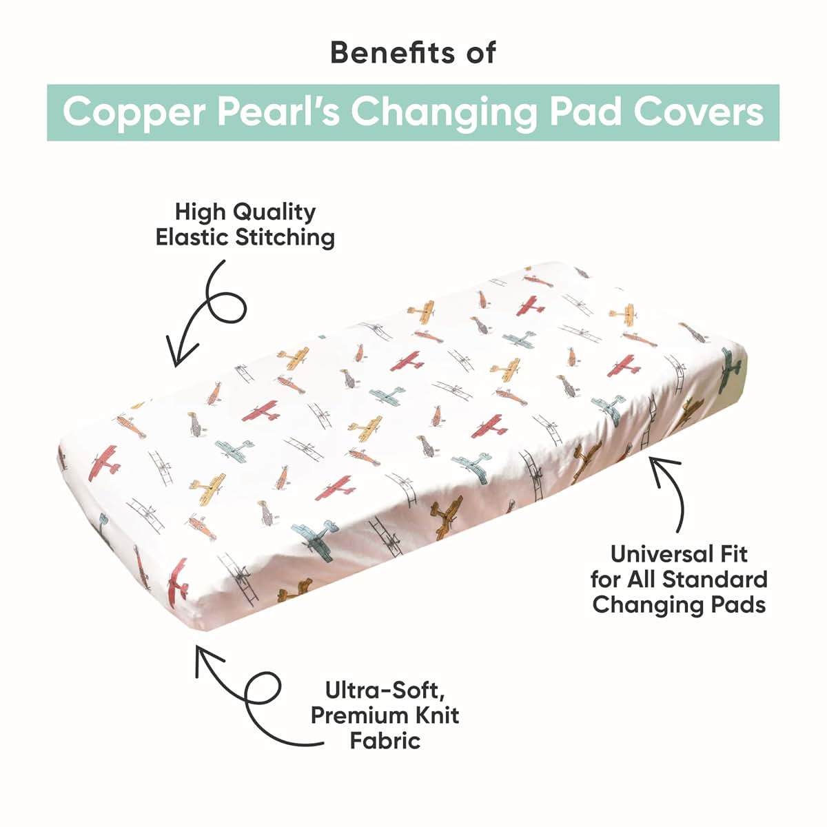 Copper Pearl Knit Changing Pad Cover With Universal Fit For Standard Pads