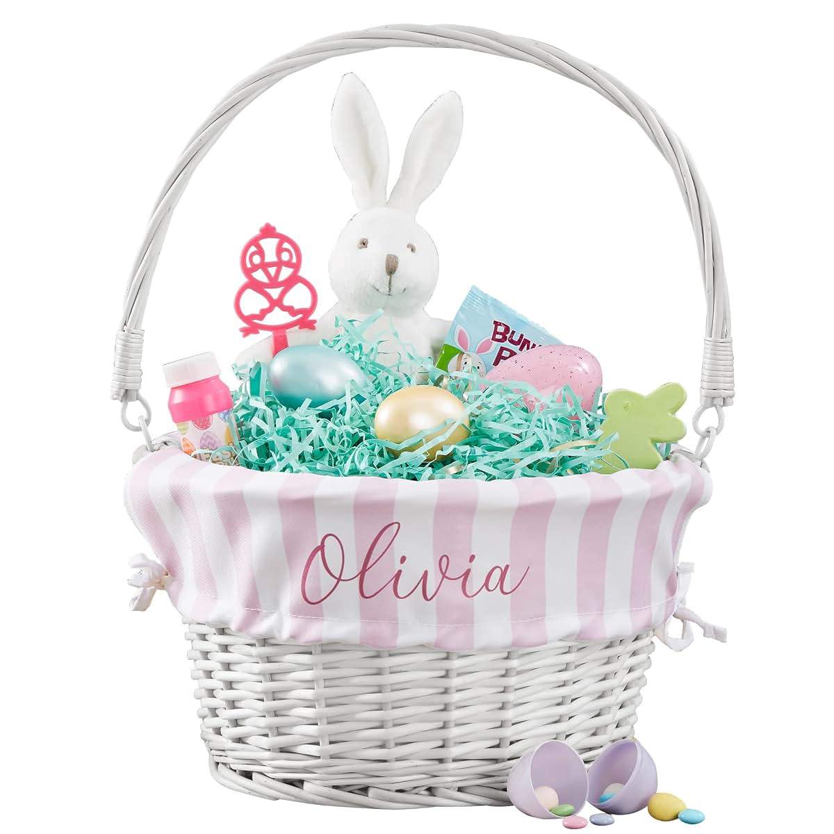 Personalization Universe Personalized Delicate Stripes Easter Basket