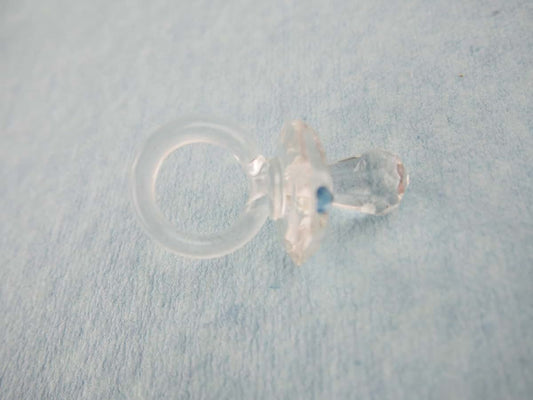 rackcrafts.com Crystal Glass Party Favor Gift Cup Cake Topper Baby Shower Bootie Pacifier Stroller (Pacifier - Blue)