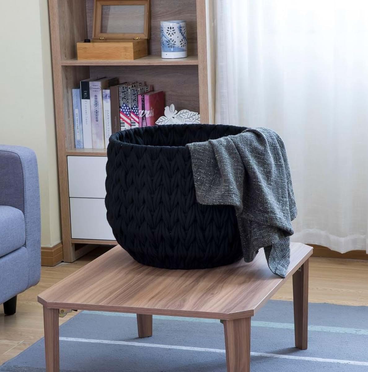 Large Woven Rope Decorative Storage Basket for Home Organization