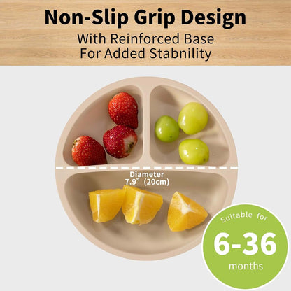 BebeCalin Suction Plates for Baby - 3 Pack Silicone Suction Plates for Toddlers Self Feeding - Baby Plates for High (photo 3)