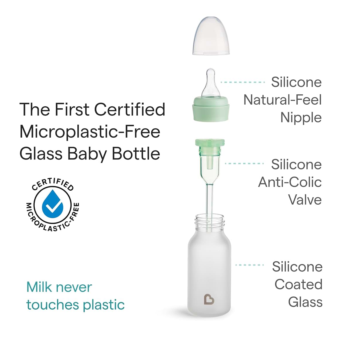 Munchkin Bond Silicone Coated Glass Bottle | 4 Ounce Anti-Colic Feeder