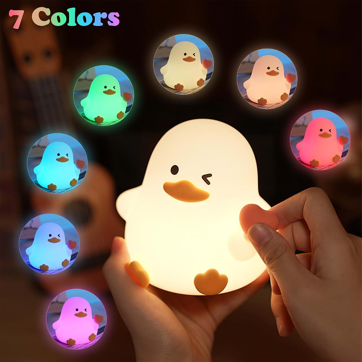 Love Duck Silicone Night Light for Kids Nursery Bedside Lamp