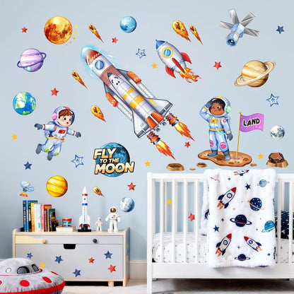 Supzone Space Wall Decals for Kids Nursery