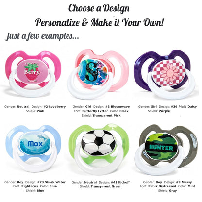Custom Pacifiers Personalized Baby Pacifier Set, 3 Count, Custom Printed Shield, Silicone Nipple, 3+ Months (photo 3)