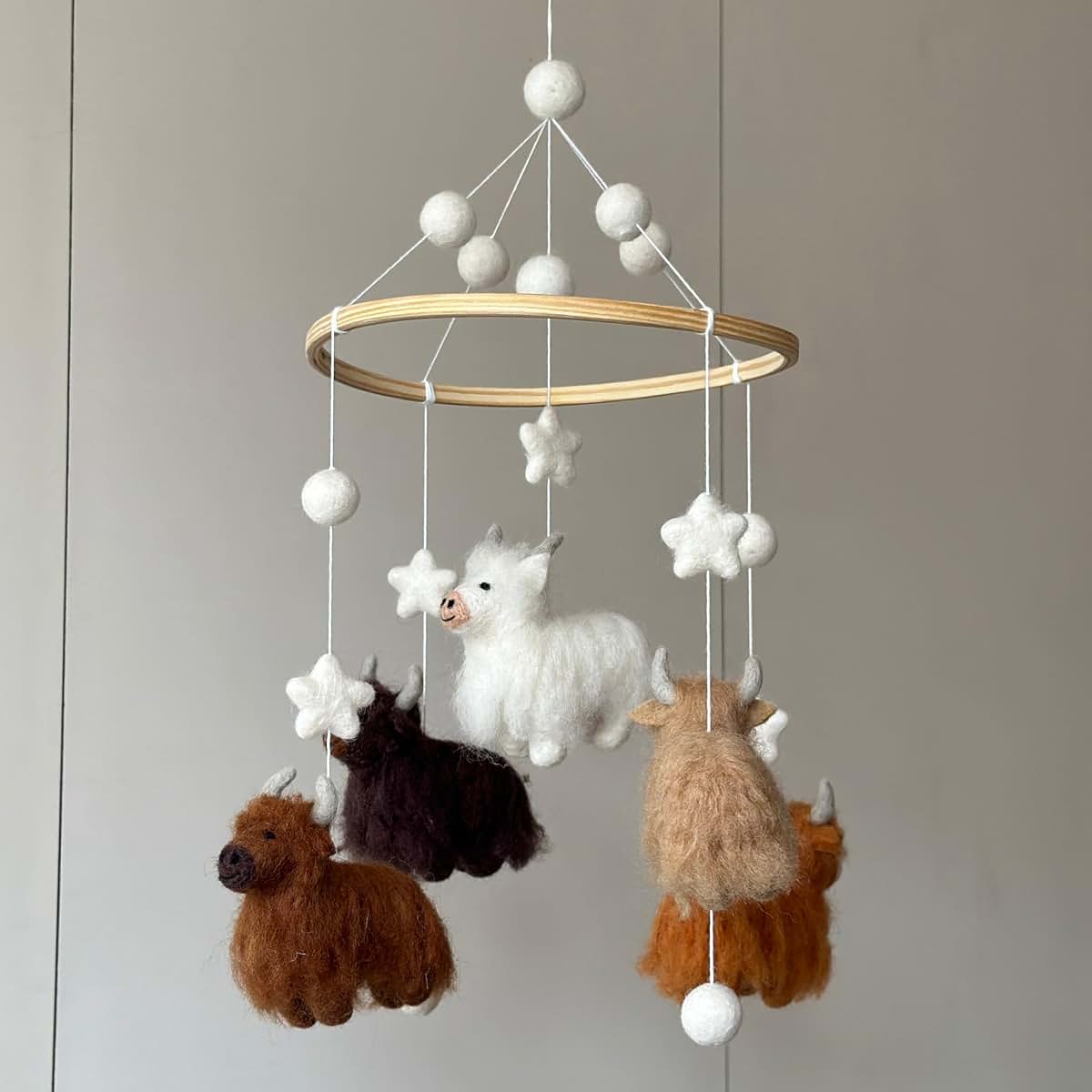 Ganapati Crafts Co. Highland Cow Felt Nursery Mobile (photo 2)