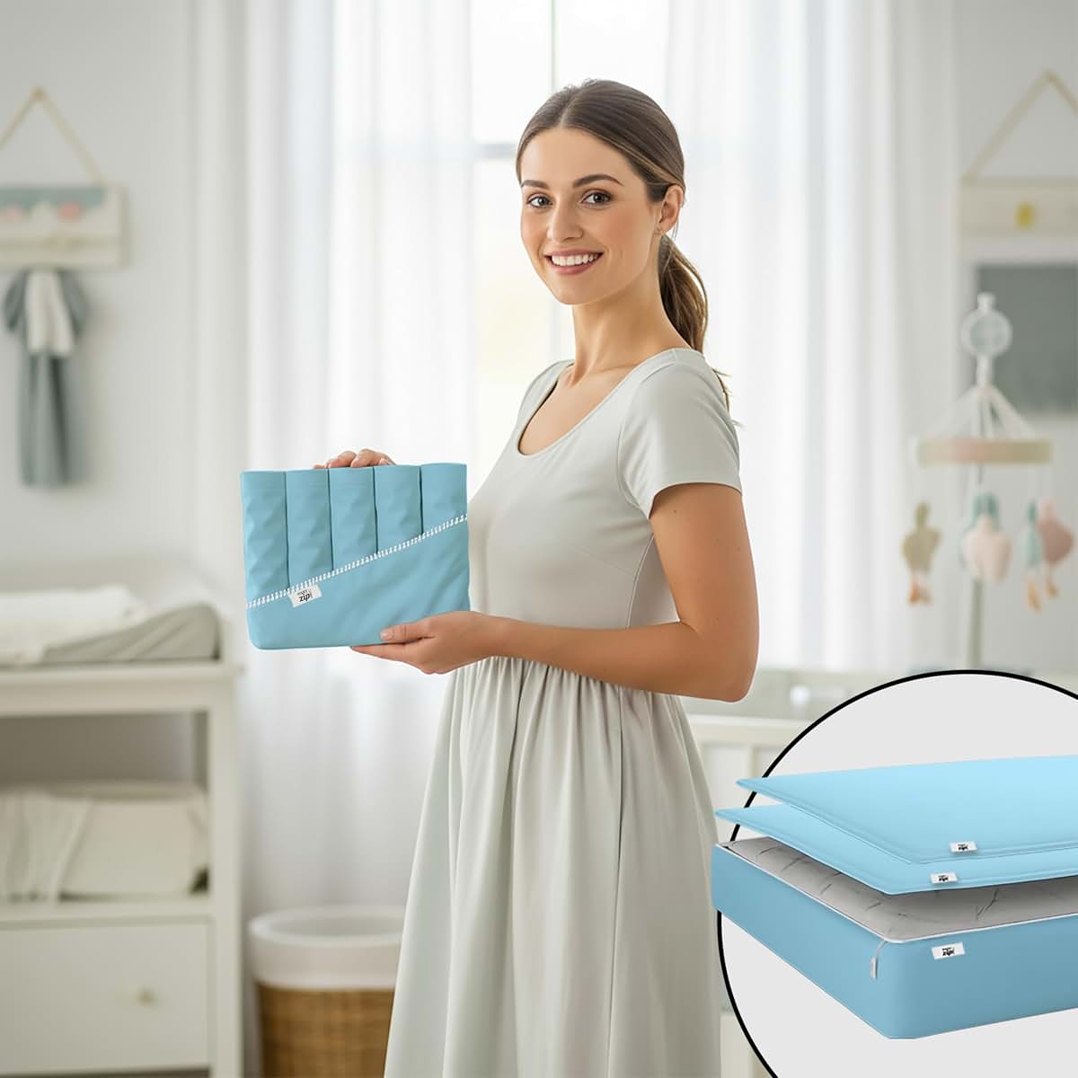 Egyptian Cotton Zip-On Crib Bedding Set for Mini Crib (24x38 Inches)