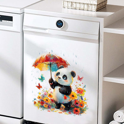 Achang Watercolor Panda Wall Decals With Umbrella And Flowers (photo 4)