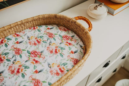 NODNAL Co. 100% Cotton Changing Pad Cover, 16x32 Inch, Leafy Border