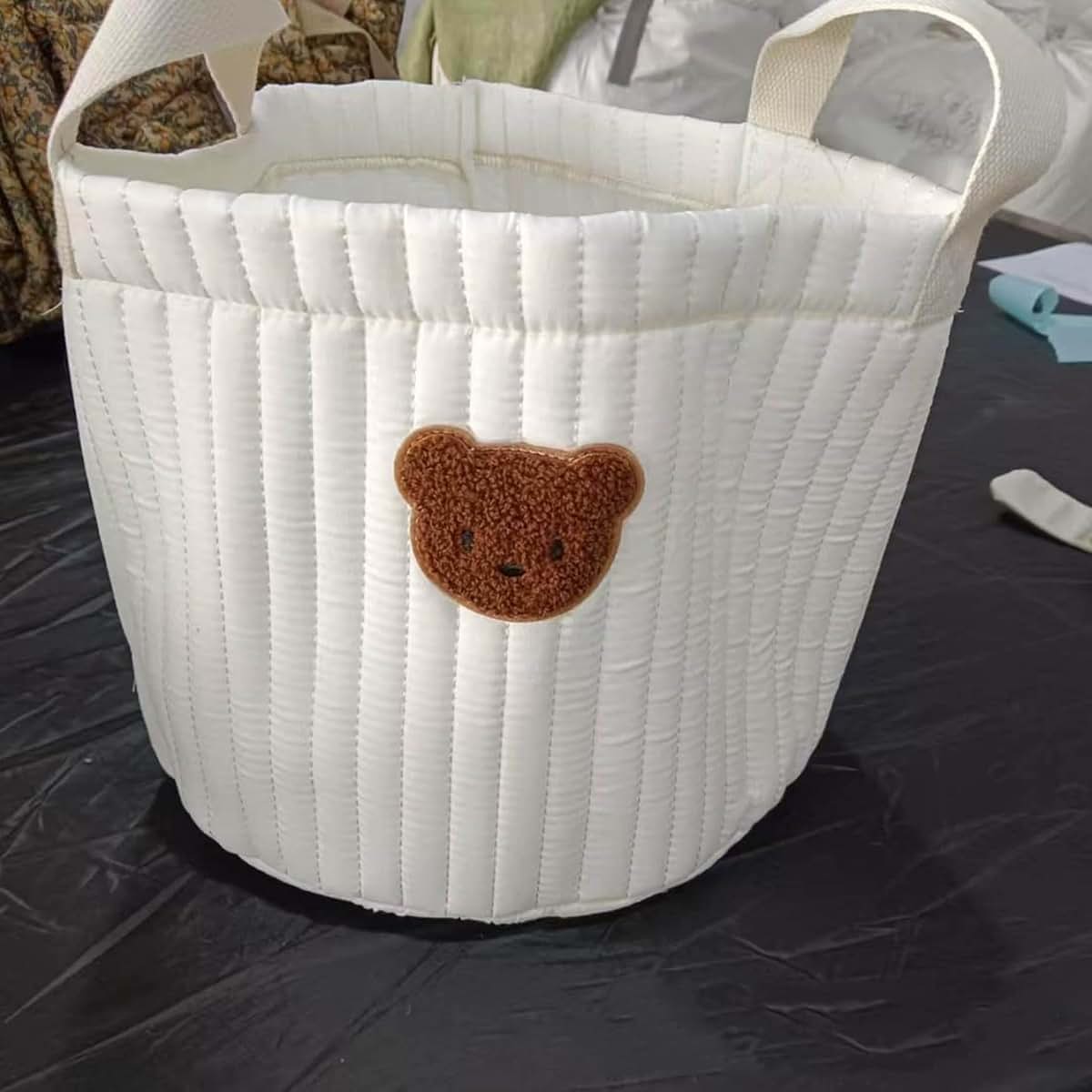 NIOMICO Teddy Bear Diaper Bag 9.45x7.09in Small Soft Polyester Cotton Cute Storage Bins with Handle Portable Bear (photo 3)