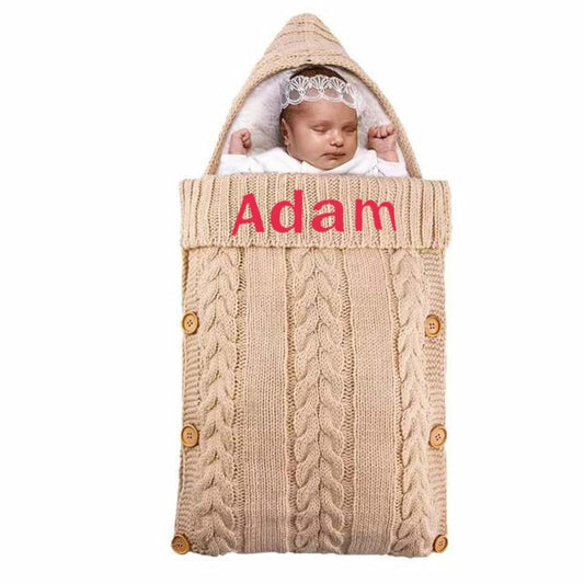 ZYMECH Embroidered Name Personalized Baby Blanket with Name Blanket Thickened with Fleece Newborn Baby Wrap Swaddle