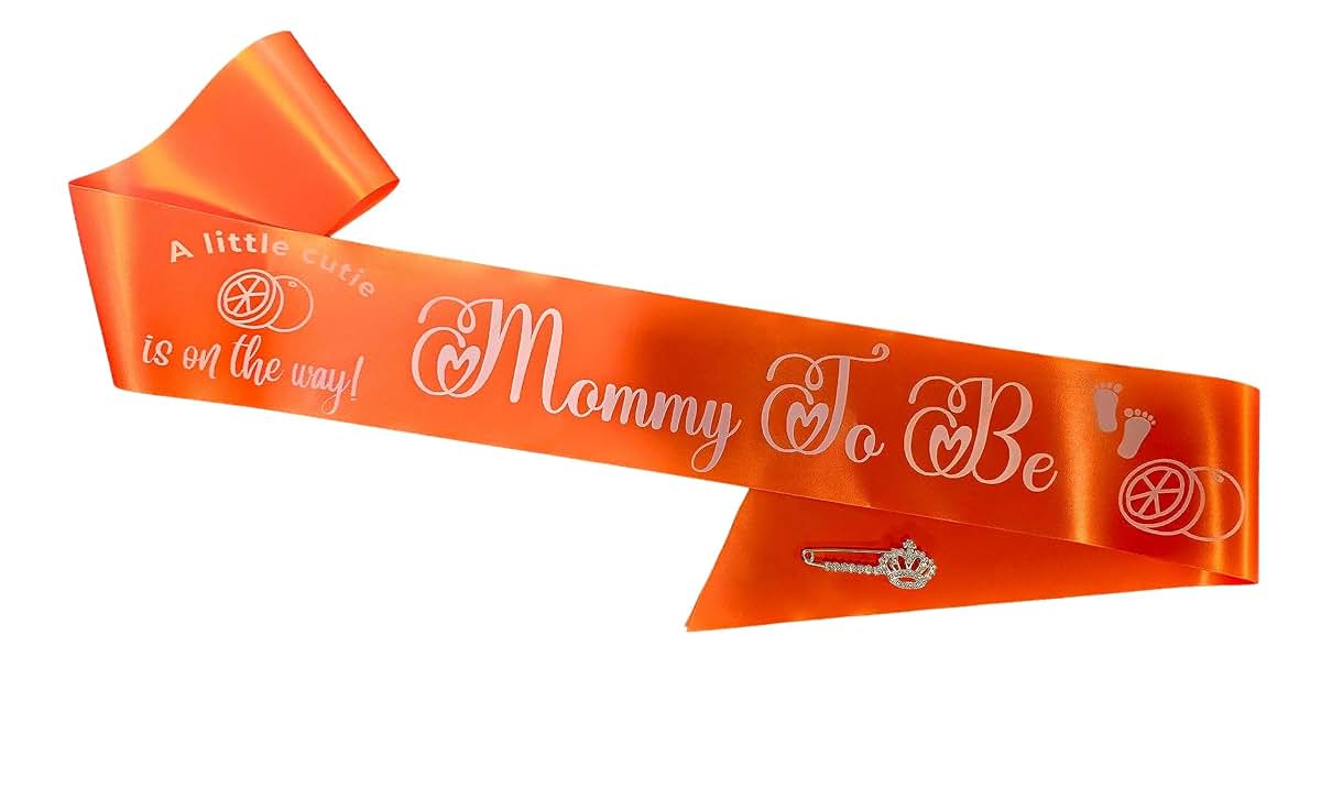 Amy's Bubbling Boutique Lil Little Cutie Baby Shower Gender Reveal Decorations Sash Pins Orange Party Sprinkle (ORANGE (photo 3)