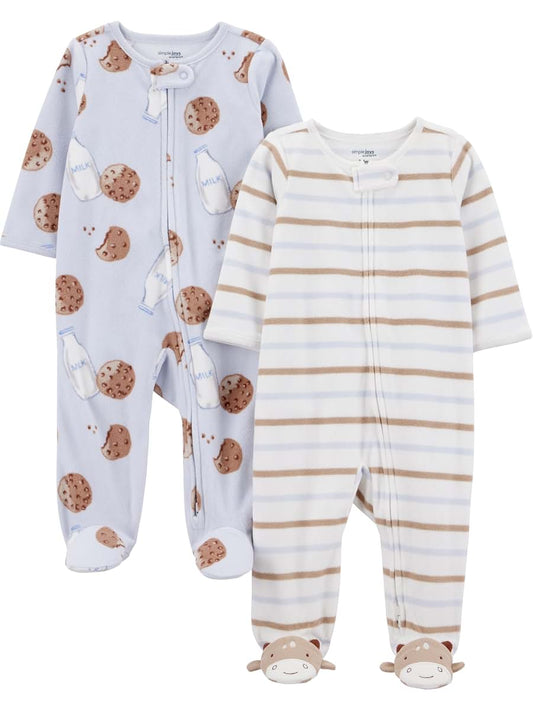 Simple Joys by Carter's Unisex Baby 2-Pack Fleece Footed Sleep and Play