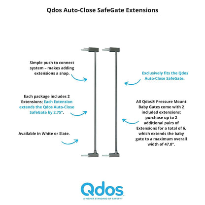 Qdos Auto-Close SafeGate Baby Gate Extensions, Set of 2, Slate