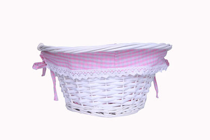 Krzil Round Wicker Storage Basket With Cotton Linen Lining