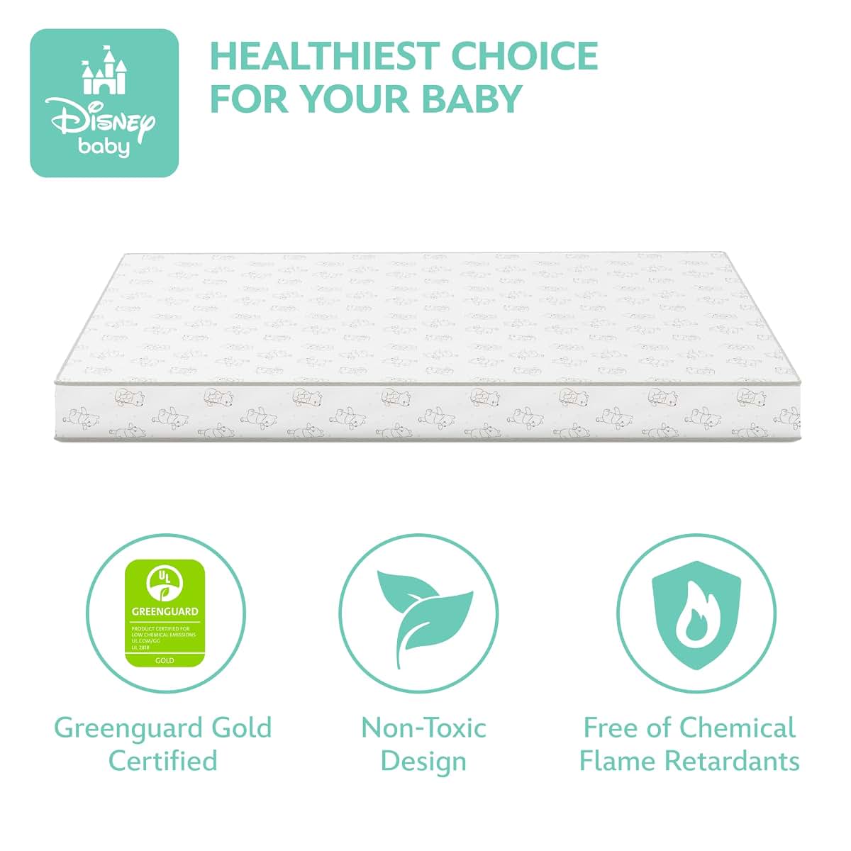 Delta Children Disney Winnie the Pooh Crib & Toddler Mattress, Dual-Sided Waterproof