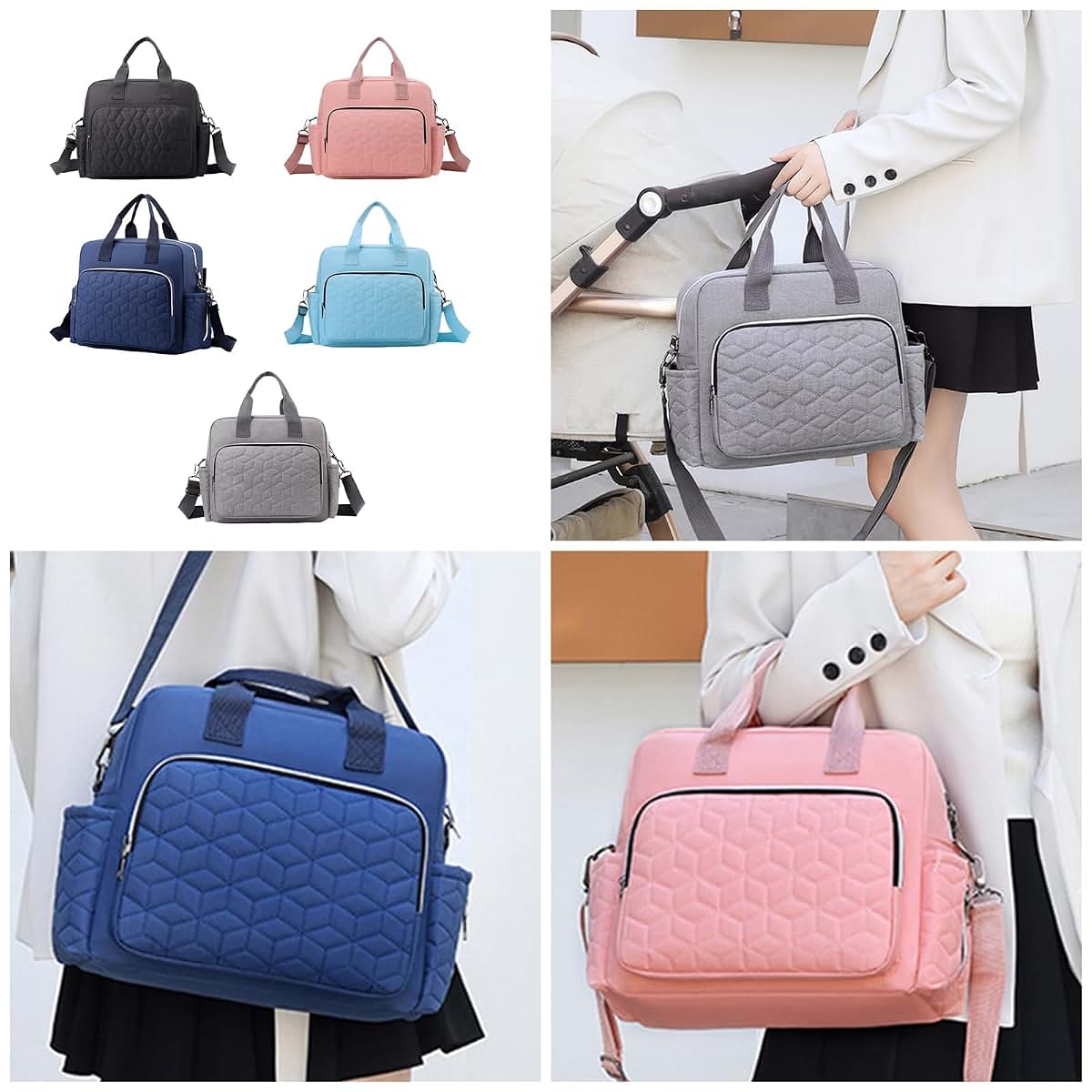 Jiahesuw Large Diaper Bag With Shoulder Straps In Sky Blue (photo 3)
