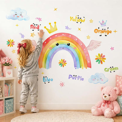 Pomodee Large Rainbow Wall Stickers Peel and Stick Watercolor Decals (photo 4)