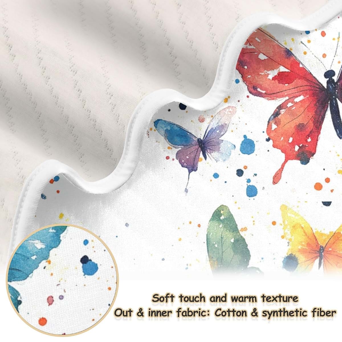 Pigsaly Butterflies Dragonflies Baby Blanket 30x40 Inches Cotton Polyester for Stroller Crib Travel