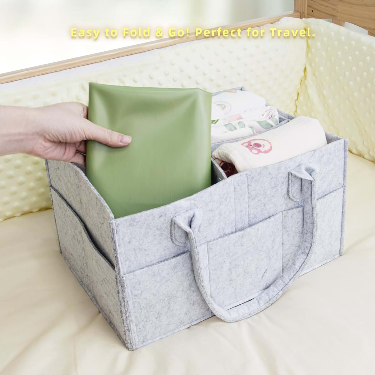 Elantrip Changing Pad for Bed - Leather Changing Pad for Baby, Portable Baby Changing Mat Travel, Compact Diaper Change (photo 4)