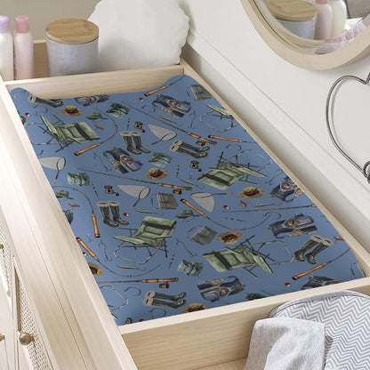 Hwmmbh Fishing Pattern Changing Pad Cover for Boys and Girls, 32x16 Inches