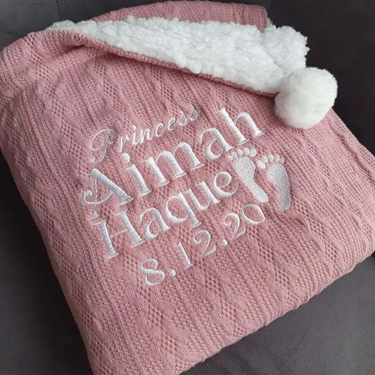 DOYOUWE Personalized Embroidered Baby Blanket, Custom Baby Name Swaddle Fleece Blanket, Custom Name Kids Gift, Custom