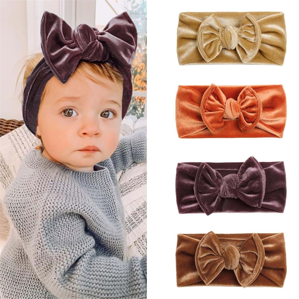 Vdaxvme Stretchy Velvet Bow Headband For Newborns And Infants (photo 2)