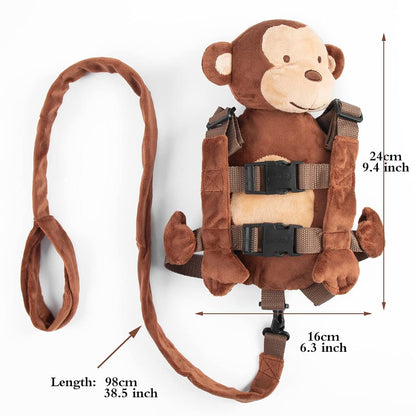 Berhapy 2 in 1 Monkey Toddler Safety Harness Backpack with Walking Leash Strap in Brown (photo 4)