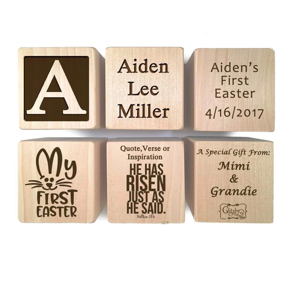 Glitzby Personalized Wooden Baby Block Easter Keepsake (photo 3)