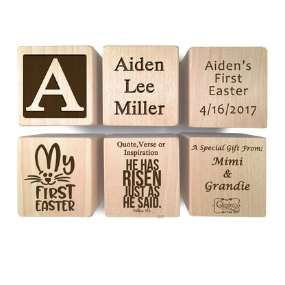 Glitzby Personalized Wooden Baby Block Easter Keepsake (photo 3)