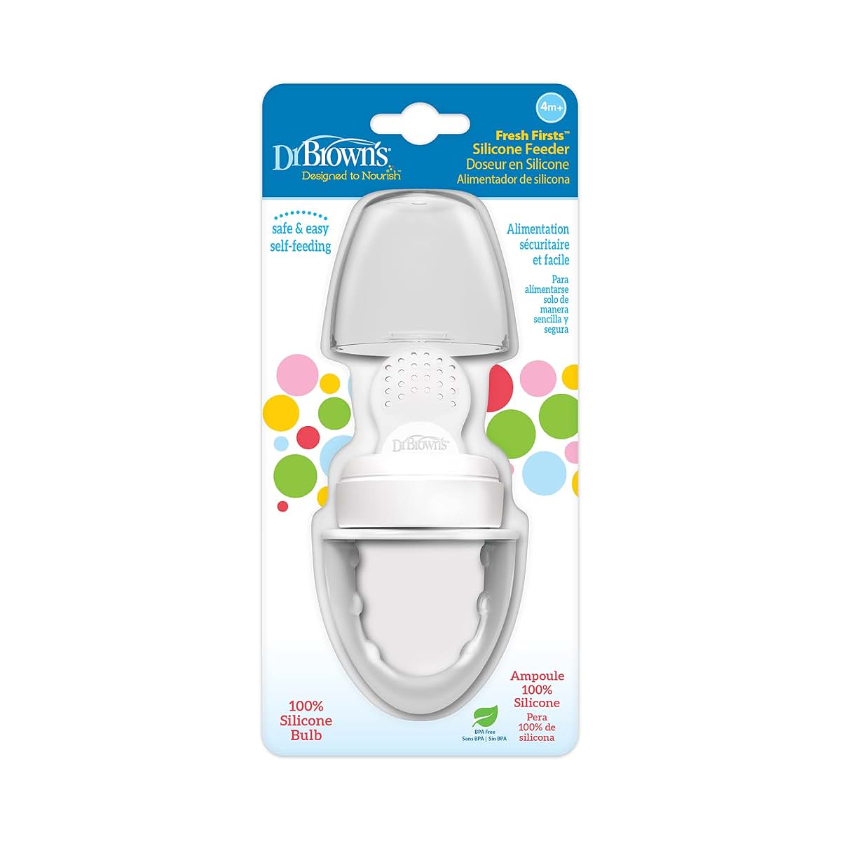Dr. Brown's Designed to Nourish Silicone Feeder, Grey - for Self-Feeding and Teething